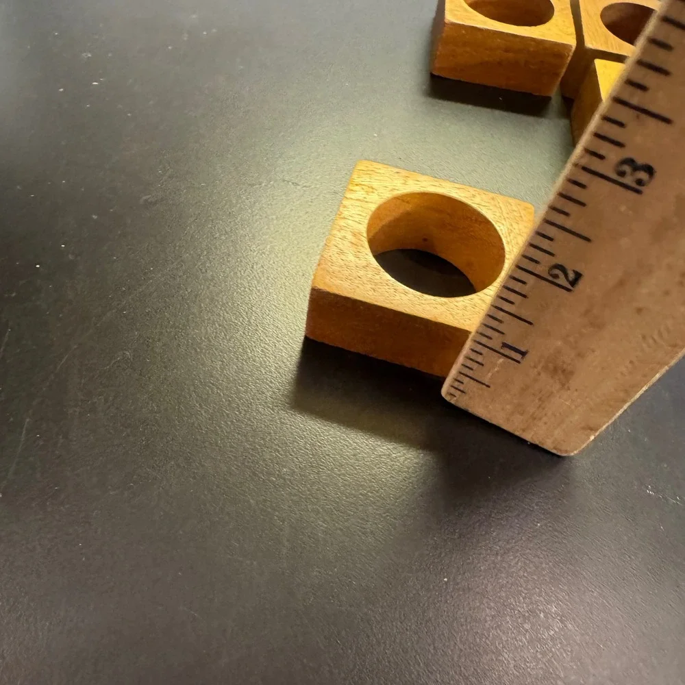 Wooden Napkin Rings Set of 10 Brown Square Mid Century Modern Rustic Table Decor